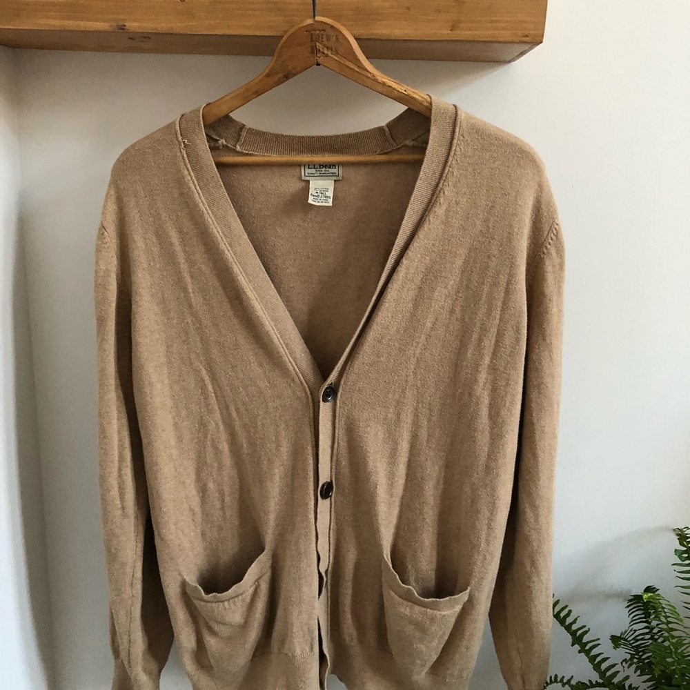 LL Bean Button Grandpa Cotton Cashmere Cardigan